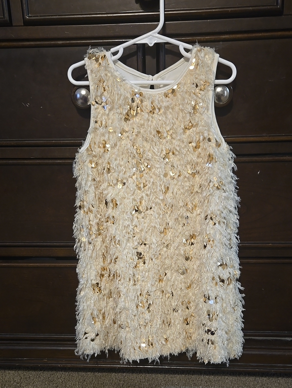 Girls' Size 5 Ivory Sequin Fringe Dress